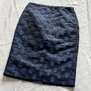 J. Crew Black and Blue Polka Dot Pencil Skirt